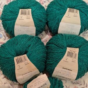 NWT Four Skeins Juniper Moon Cotton & Linen Blend Yarn "Spinnaker" Green
